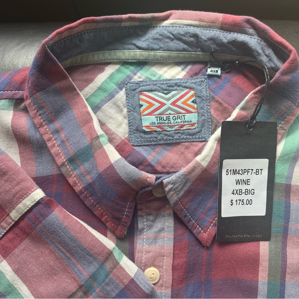 True Grit Casual Red and Blue Plaid Shirt